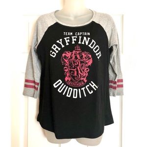 Harry Potter Gryffindor Quiddich Raglan Top